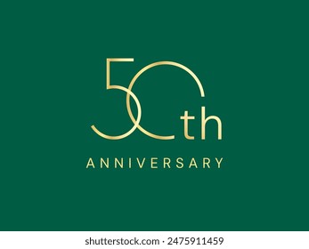 50th Anniversary luxury gold celebration with Slim lines logo typography vector design twisted infinity concept. Fifty Years anniversary gold template for celebration event, business, greeting, card.