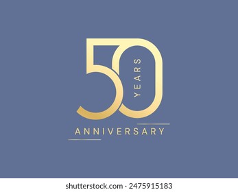 50th Anniversary luxury gold celebration with Connected number logo typography vector design concept. Fifty Years anniversary gold template for celebration event, business, invitation, greeting, card.