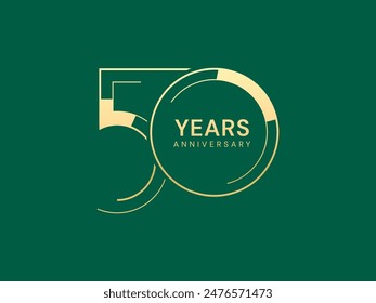 Celebración de oro de lujo 50th Aniversario con doble líneas estilo de número logo diseño de Vector concepto de infinito retorcido. Plantilla de oro de cincuenta años para el acontecimiento de la celebración, invitación, negocio.