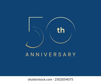 50th Anniversary luxury gold celebration with numbers drop shadow style logo typography vector design concept. Fifty Years anniversary gold template for celebration event, business company, card, web.