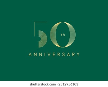 50th Anniversary luxury gold celebration with Slim lines logo typography vector design concept. Fifty Years anniversary gold logo template for celebration event, business company, greeting, card, web.