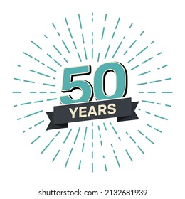 50th anniversary retro stamp icon badge invitation. Anniversary 50 seal background happy label logo