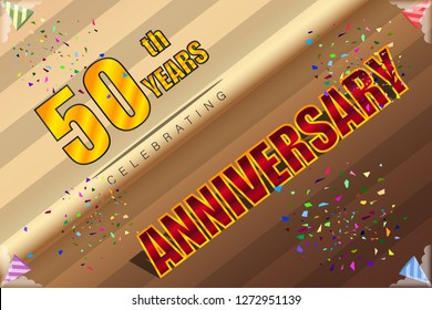 50th anniversary tea coffee tone vector illustration eps10