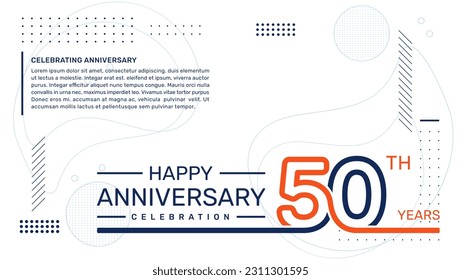 50th anniversary template design with abstract background, vector template