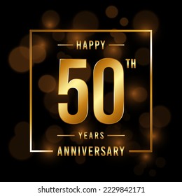 50th Anniversary. Anniversary template design with golden font for celebration events, weddings, invitations and greeting cards. Vector illustration svg