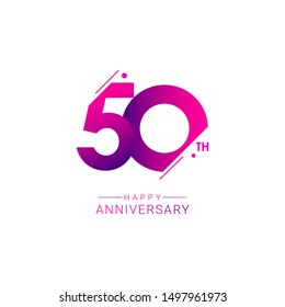 50th anniversary vector template. Design for celebration, greeting cards or print.