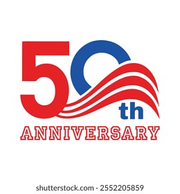50th Anniversary Wave Logo Vector Design for Celebrations.
