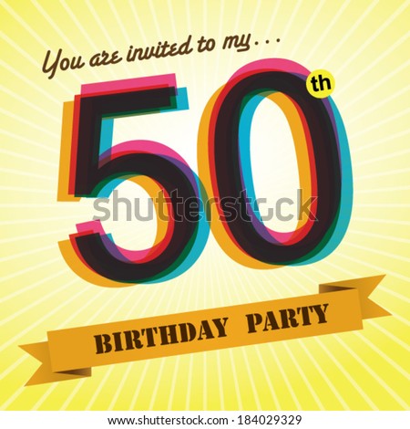 50th birthday party invite template design stock vector royalty