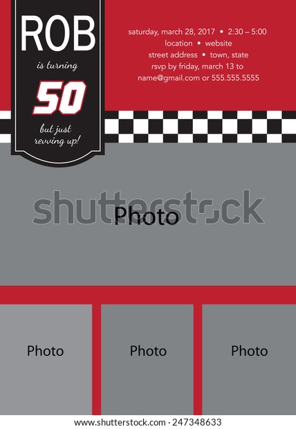 50th Birthday Party Photo Template, Racing Theme -\
Vector File
