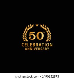 50th gold anniversary logo design, isolated on white background illustration vector