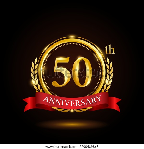 50th Golden Anniversary Template Design Shiny Stock Vector (Royalty ...