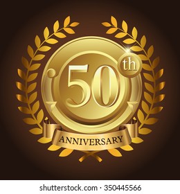 50th Golden Anniversary Wreath Ribbon Logo