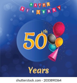 50th Happy Birthday celebration Invitation card design, Vector illustration design.