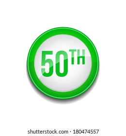 50th Number Sign Circular Green Vector Web Button Icon