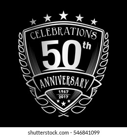 50th Shield Anniversary logo. Vector and illustration. 50 years logo. 