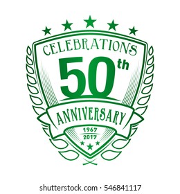 50th Shield Anniversary logo. Vector and illustration. 50 years logo. 