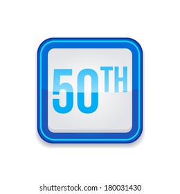 50th Vector Blue Rounded Corner Square Web Icon Button