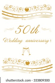 50th Wedding Anniversary Invitation Editable Vector Illustration