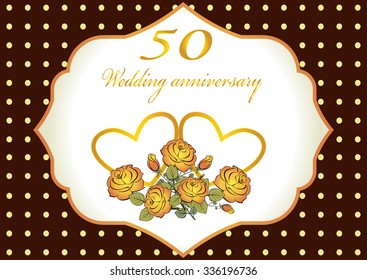 50th Wedding anniversary Invitation editable vector illustration