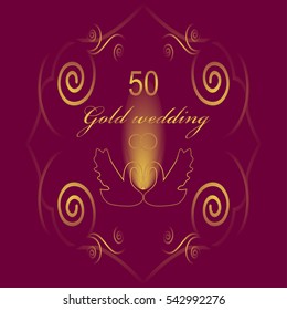 50th Wedding anniversary, Invitation. vector illustration