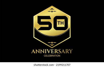 50th Year Anniversary Celebration.
Gold handwritten birthday logotype for celebration events, weddings, greeting cards and invitations, etc.
