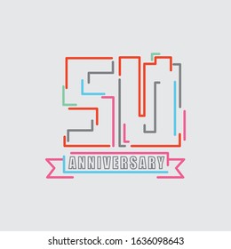 50th Years Anniversary Logo Birthday Celebration Abstract Design Vector Illustration