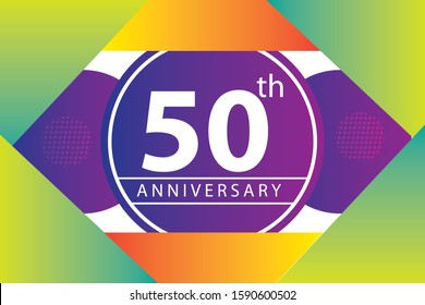 50th years anniversary logo, vector design birthday celebration with colorful geometric background