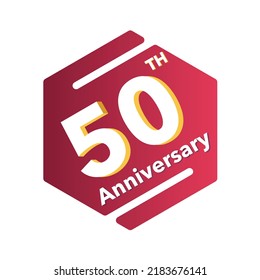 50th years anniversary logo, vector design birthday celebration with pink gradient  geometric isolated on white background.