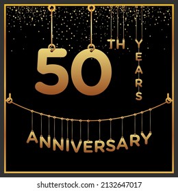 50th years anniversary, vector design for anniversary celebration with gold color on black background, simple and luxury design. logo vector template