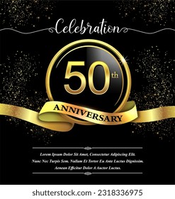 50th years celebration anniversary logo vector isolated on black background