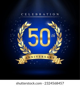 50th years celebration anniversary logo vector isolated on dark blue background