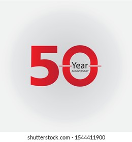 50Year Anniversary Logo Vector Template Design Illustration blue, white