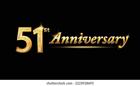 51 anniversary celebration. 51st anniversary celebration. 51 year anniversary celebration with glitter and black background.