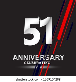 Plantilla vectorial de logotipo de 51 años. Diseño para banner, tarjetas de felicitación o impresión