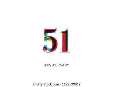  51 Colorful anniversary logotype design isolated on white background