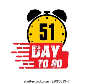 51 días para la ilustración de arte vectorial con fuente agradable y reloj de alarma combinado
