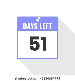 51 Days Left Countdown sales icon. 51 days left to go Promotional banner