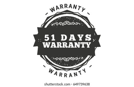 51 days warranty icon vector vintage grunge guarantee background