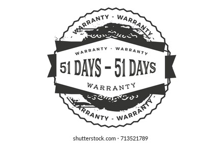 51 days warranty icon vintage rubber stamp guarantee