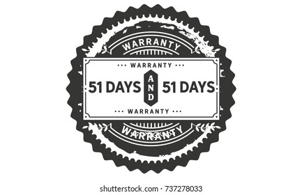 51 days warranty icon vintage rubber stamp guarantee