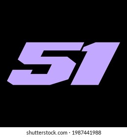 51 fifty one lettering vector. Supercar lucky number sticker design. Downlaod it now	 svg