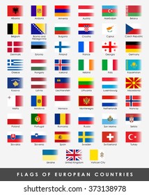 51 flags of all the european countries on light gray background arrange by alphabet A-Z .(EPS10 Art vector)