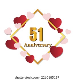 51 glossy gold number vector set. Realistic romantic typeface. Decorative numbers for Valentines, Mothers day, wedding banner, cover, birthday or anniversary, holiday party.