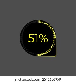 51% Loading. Ui Diagram vector. Download progress icon. Circle diagram interface. Fifty one percent downloading.