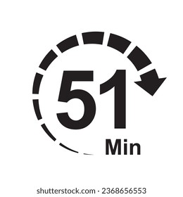 51 minute timer clock icon vector illustration eps