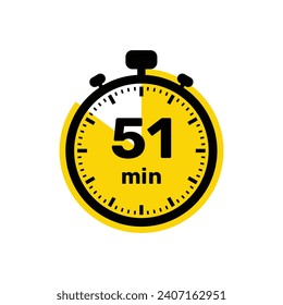 51 Minutes Analog Clock Icon white background design.