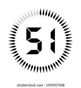 The 51 minutes or seconds, stopwatch vector icon, digital timer. clock and watch, timer.