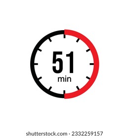 The 51 minutes, stopwatch vector icon. Stopwatch icon in flat style on a white background. Vector stock illustration