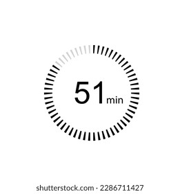 Icono de temporizador de 51 minutos, temporizador digital de 51 minutos. Reloj y reloj, cronómetro, cuenta regresiva.