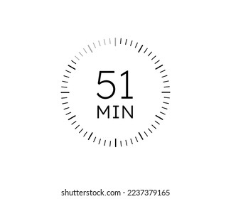 51 minutes timers Clocks, Timer 51 min icon vector